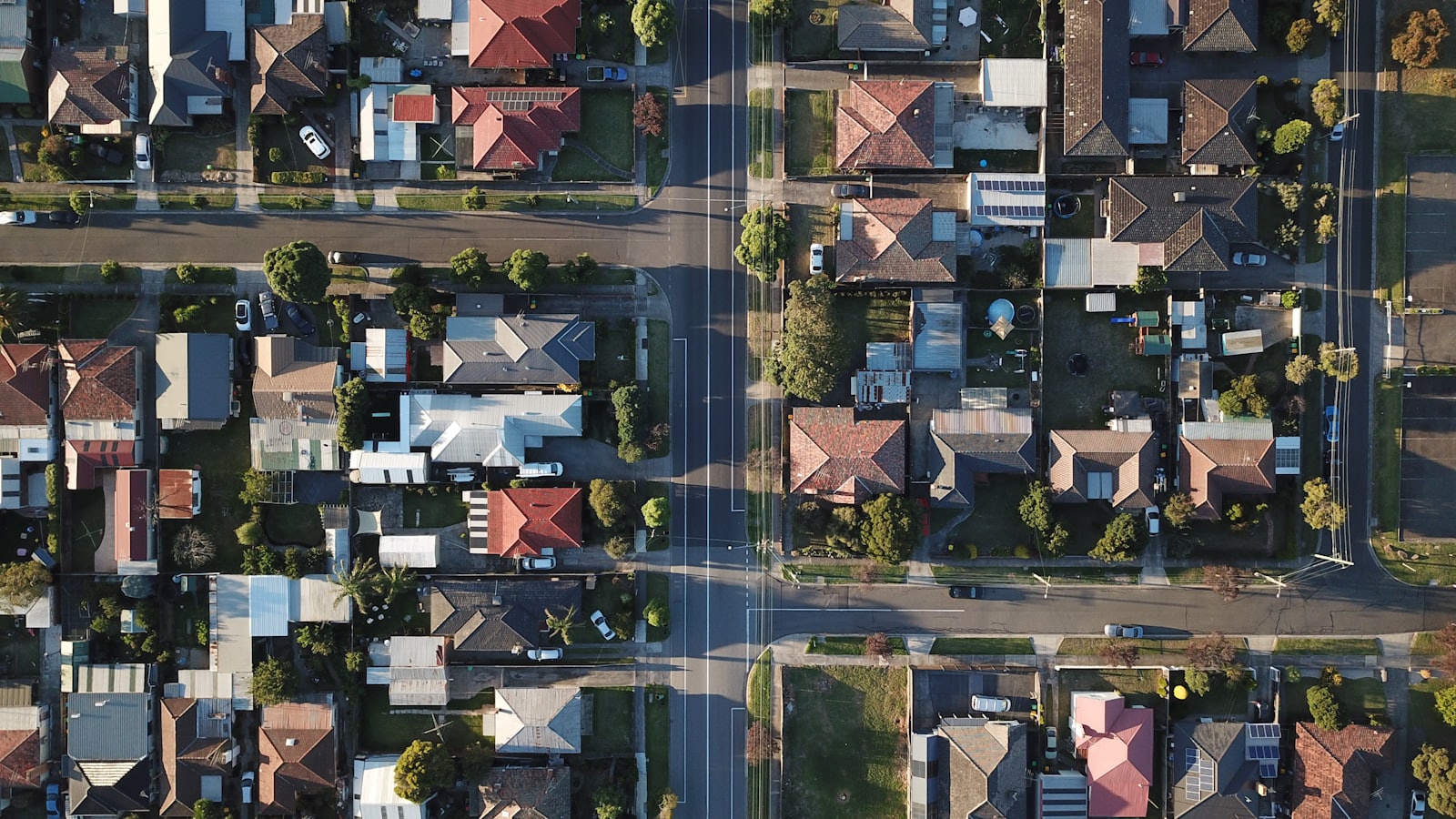 An aerial view of a residential neighbourhood